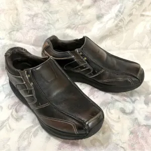 SKECHERS Shape-Ups 'Strider' Distressed Brown Leather Toning Sneakers Shoes 12 W