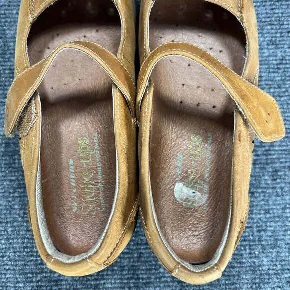 Skechers Shape Ups Womens 6.5 Tan Leather Mary Jane Shoes Lazer Cut Comfort Y2K
