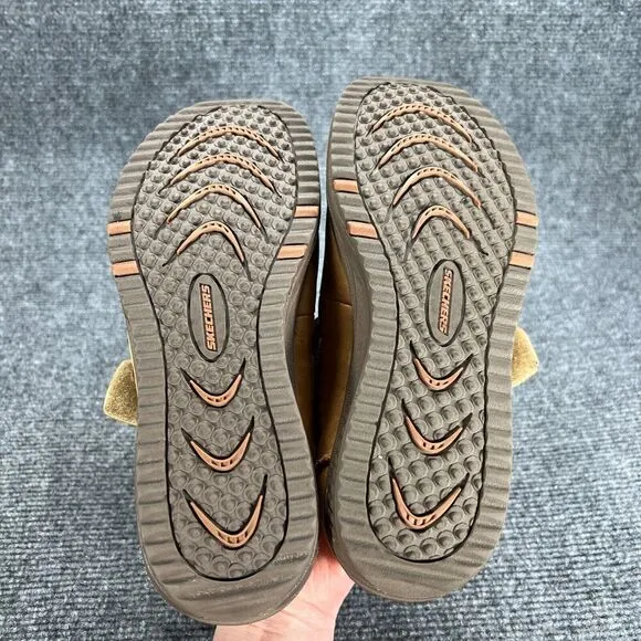 Skechers Shape Ups Womens 6.5 Tan Leather Mary Jane Shoes Lazer Cut Comfort Y2K