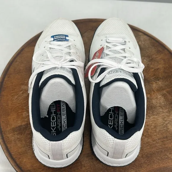 Skechers Shoes Mens 8 Extra Wide Pickleball Arch Fit White Blue Court Sneakers