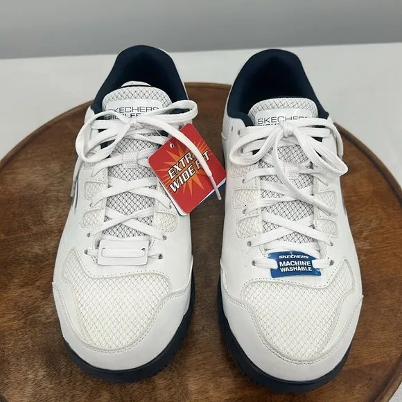 Skechers Shoes Mens 8 Extra Wide Pickleball Arch Fit White Blue Court Sneakers