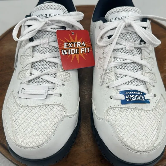 Skechers Shoes Mens 8 Extra Wide Pickleball Arch Fit White Blue Court Sneakers