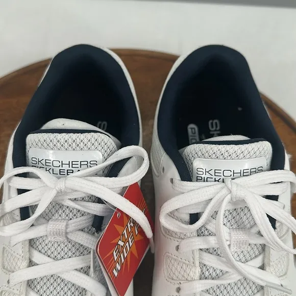 Skechers Shoes Mens 8 Extra Wide Pickleball Arch Fit White Blue Court Sneakers