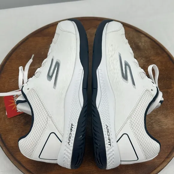 Skechers Shoes Mens 8 Extra Wide Pickleball Arch Fit White Blue Court Sneakers
