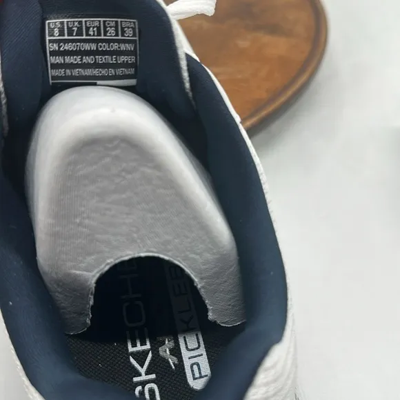 Skechers Shoes Mens 8 Extra Wide Pickleball Arch Fit White Blue Court Sneakers