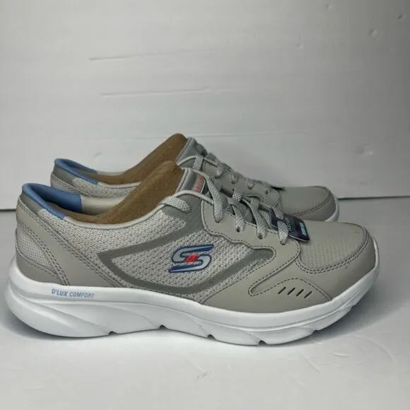 Skechers Womens DLUX Comfort Air-Cooled Memory Foam Sneakers Gray Size 8
