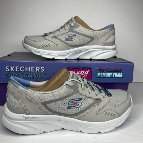 Skechers Womens DLUX Comfort Air-Cooled Memory Foam Sneakers Gray Size 8