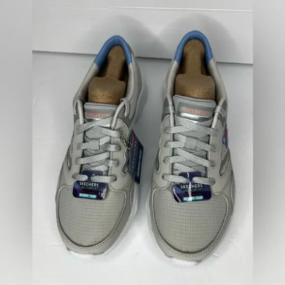 Skechers Womens DLUX Comfort Air-Cooled Memory Foam Sneakers Gray Size 8