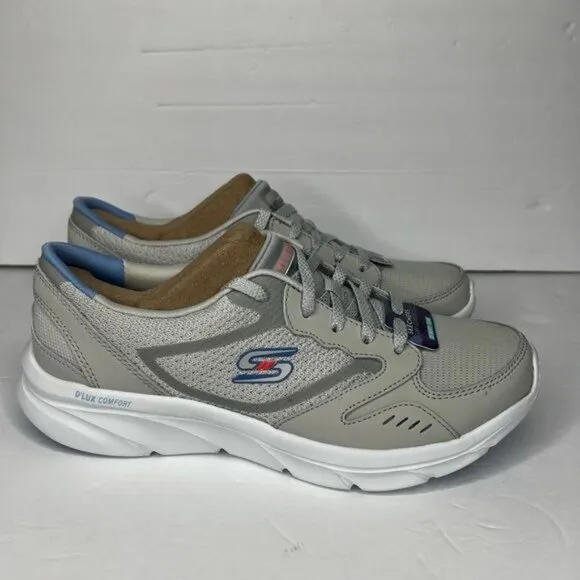 Skechers Womens DLUX Comfort Air-Cooled Memory Foam Sneakers Gray Size 8