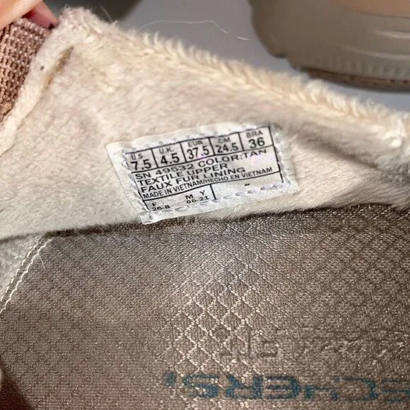 Skechers Womens Easy Going Memory Foam Slip On Open Back Mule Shoes Tan Size 7.5