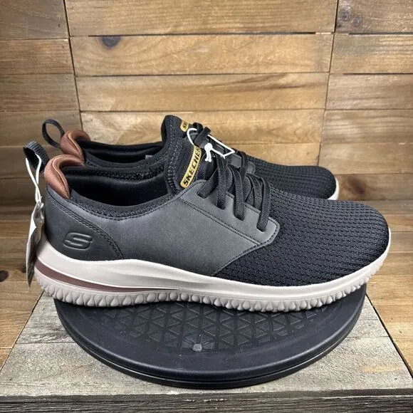 Skechers Men's Size 11 Delson Shoes BLACK New Sneakers Comfort Athletic
