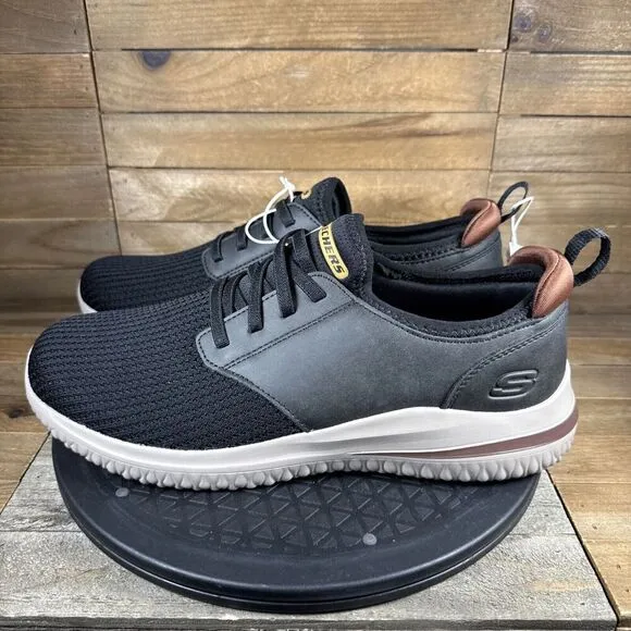Skechers Men's Size 11 Delson Shoes BLACK New Sneakers Comfort Athletic