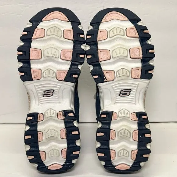 Sketchers Womens D'Lites Memory Foam Navy White Training Shoes 7.5
