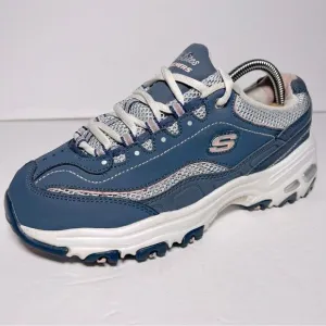 Sketchers Womens D'Lites Memory Foam Navy White Training Shoes 7.5