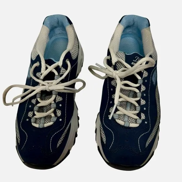 Sketchers Womens Size 8 D'Lites Memory Foam Navy White Training Shoes