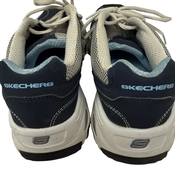 Sketchers Womens Size 8 D'Lites Memory Foam Navy White Training Shoes