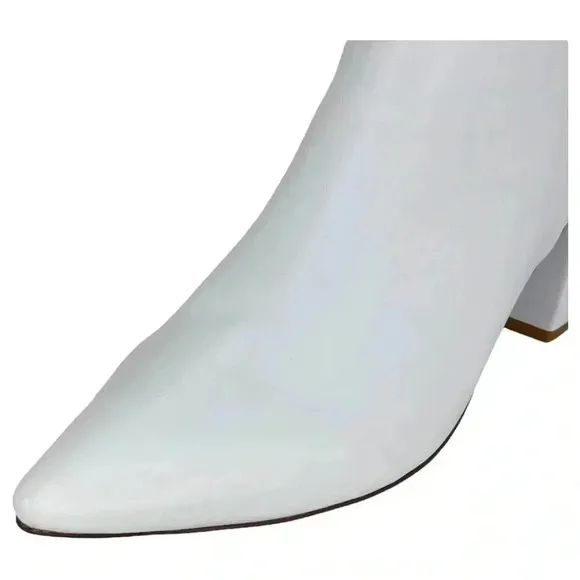 SMASH Shoes Chiku White Faux Leather Womens Ankle Boots Size 11W