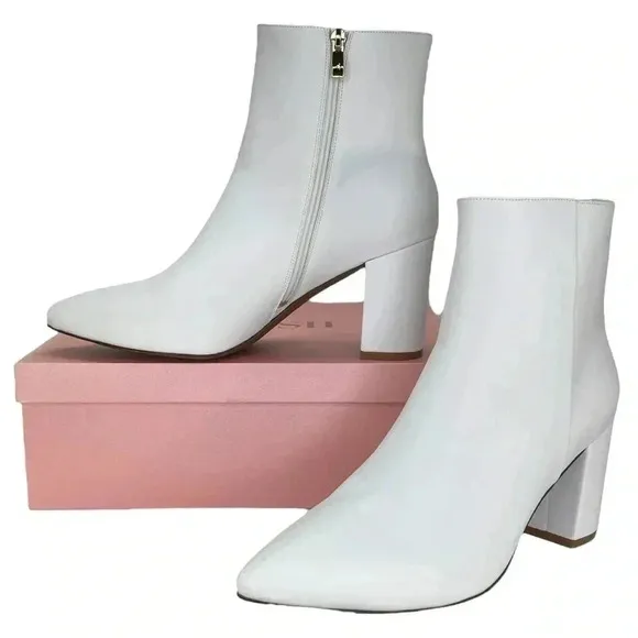SMASH Shoes Chiku White Faux Leather Womens Ankle Boots Size 11W