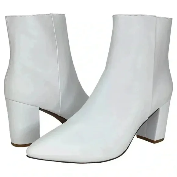 SMASH Shoes Chiku White Faux Leather Womens Ankle Boots Size 11W