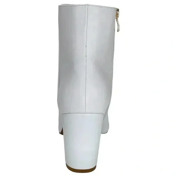 SMASH Shoes Chiku White Faux Leather Womens Ankle Boots Size 11W