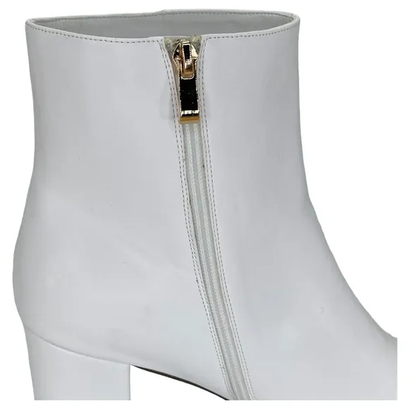 SMASH Shoes Chiku White Faux Leather Womens Ankle Boots Size 13W