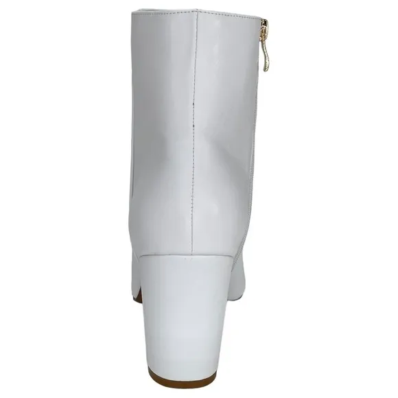 SMASH Shoes Chiku White Faux Leather Womens Ankle Boots Size 13W