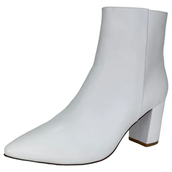 SMASH Shoes Chiku White Faux Leather Womens Ankle Boots Size 13W