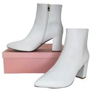 SMASH Shoes Chiku White Faux Leather Womens Ankle Boots Size 13W