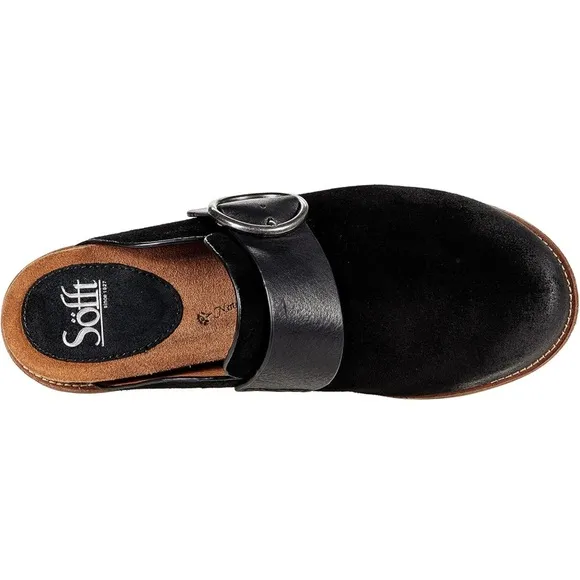 Sofft Mules Suede Black Leather Shoes 9.5