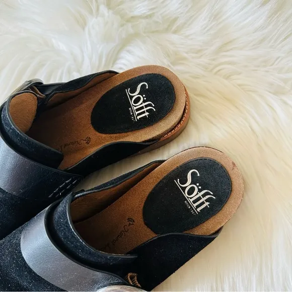 Sofft Mules Suede Black Leather Shoes 9.5
