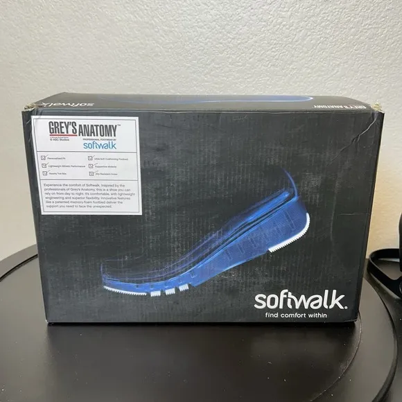 SoftWalk Grey's Anatomy Meredith White Box Leather Clogs Shoes Womens Sz 9 Wide