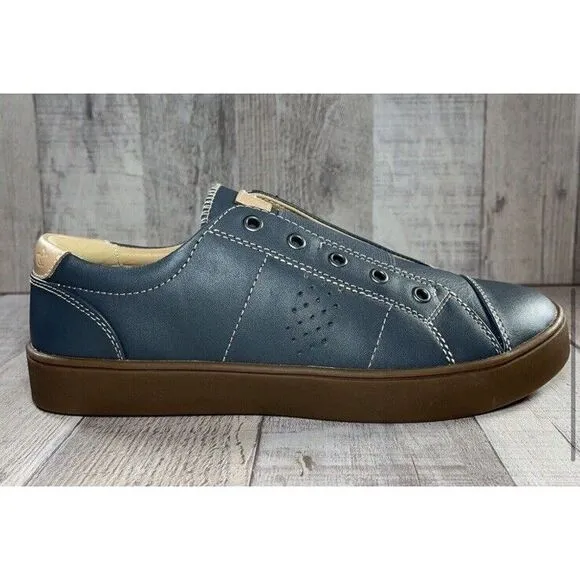 Spenco Malibu Lux Sneakers Slip On Shoes Blue Leather Womens Size‎ 7 Wide New