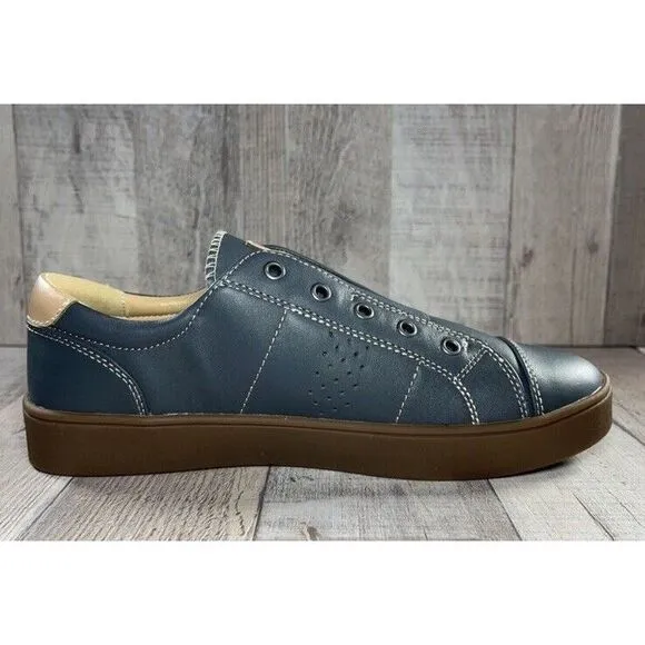 Spenco Malibu Lux Sneakers Slip On Shoes Blue Leather Womens Size‎ 7 Wide New