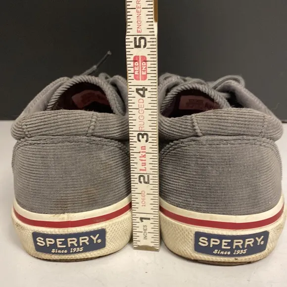 Sperry Gray Corduroy Top Sider Lace Up Shoes Size 7.5