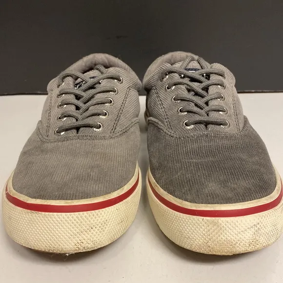 Sperry Gray Corduroy Top Sider Lace Up Shoes Size 7.5