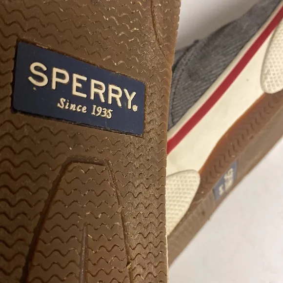 Sperry Gray Corduroy Top Sider Lace Up Shoes Size 7.5