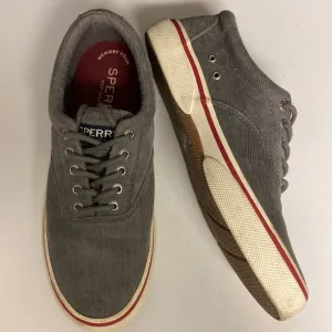 Sperry Gray Corduroy Top Sider Lace Up Shoes Size 7.5