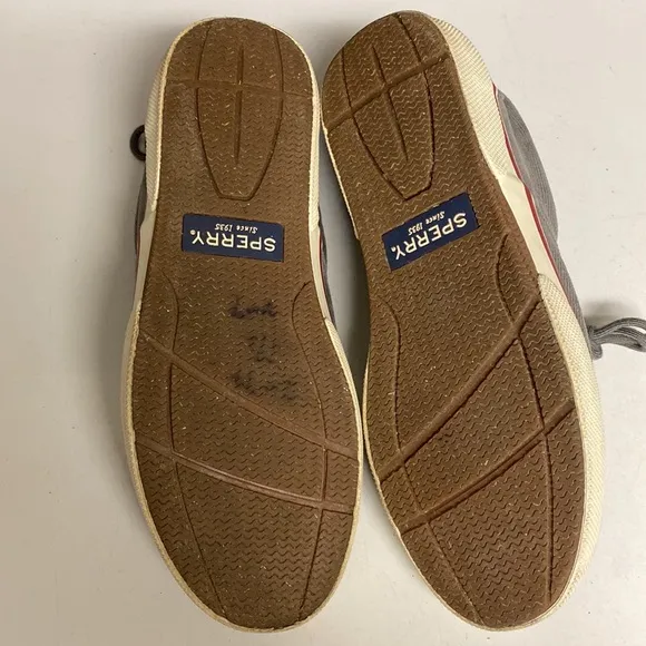 Sperry Gray Corduroy Top Sider Lace Up Shoes Size 7.5