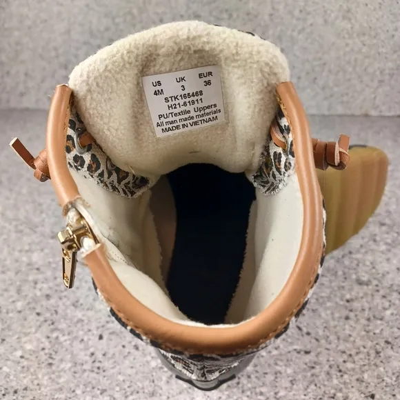Sperry Leopard Saltwater Animal Print Duck Boots Waterproof Shoes