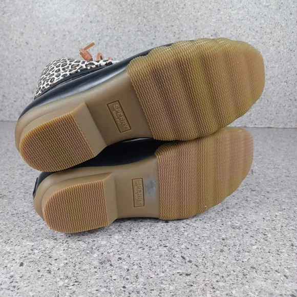 Sperry Leopard Saltwater Animal Print Duck Boots Waterproof Shoes