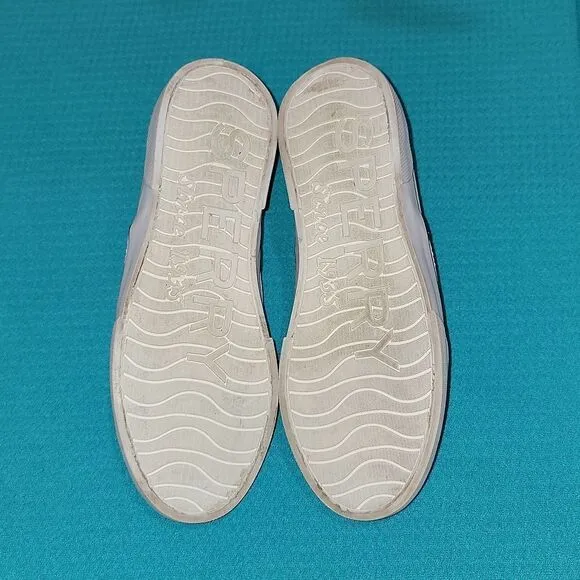 Sperry Pier Side White Perforated Leather Low Slip-On Memory Foam Shoes Size 7.5