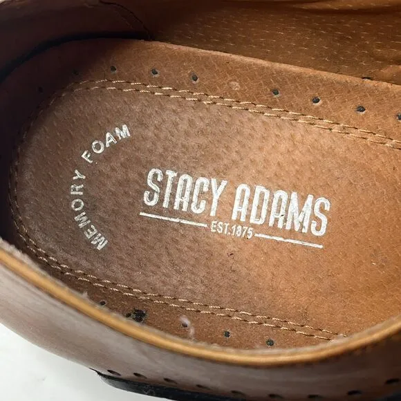 Stacy Adams Monk Strap Brown Black  Memory Foam Leather Dress Shoes Mens Sz13 W