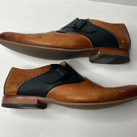 Stacy Adams Monk Strap Brown Black  Memory Foam Leather Dress Shoes Mens Sz13 W