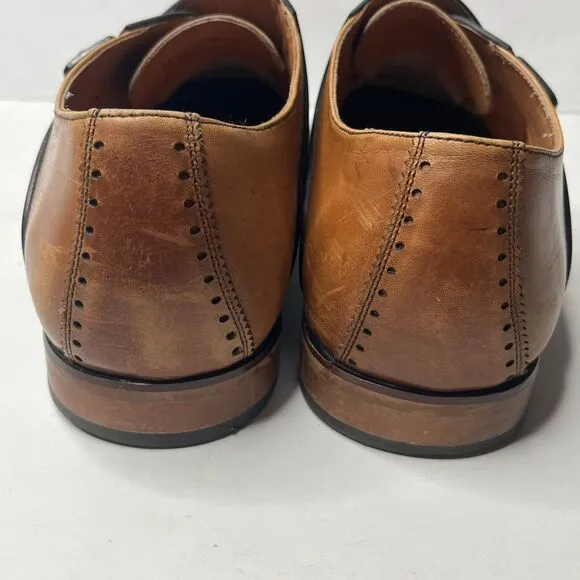 Stacy Adams Monk Strap Brown Black  Memory Foam Leather Dress Shoes Mens Sz13 W