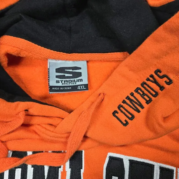 Stadium Athletics Oklahoma State Cowboys Hoodie 4XL Orange Embroidered EUC