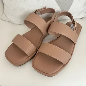 Steve Madden Ethos Leather Sandal Women's Shoes Tan US 7 NEW