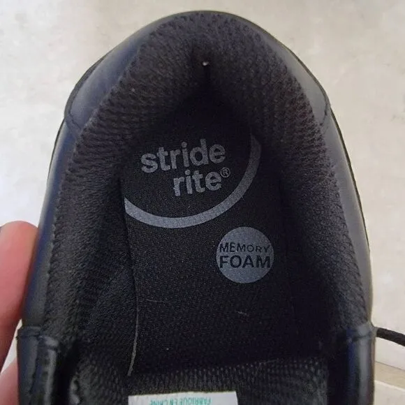 Stride Rite SR Murphy Black Leather Dress Shoes Sneakers Boys 11.5