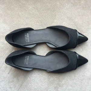Stuart Weitzman Black Patent Leather Pointed Cap Toe D'Orsay Flat Shoes Women 6