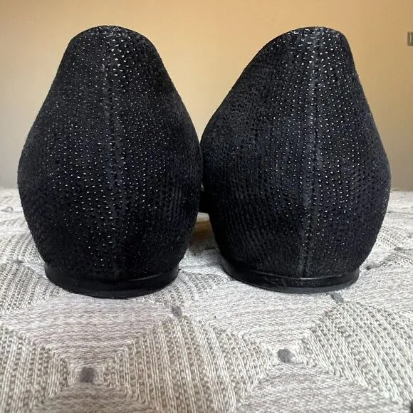 Stuart Weitzman Black Patent Leather Pointed Cap Toe D'Orsay Flat Shoes Women 6