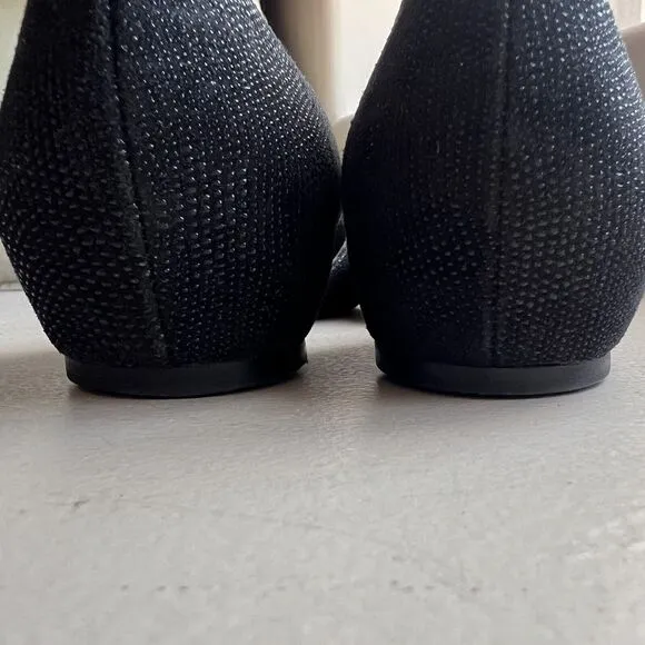 Stuart Weitzman Black Patent Leather Pointed Cap Toe D'Orsay Flat Shoes Women 6